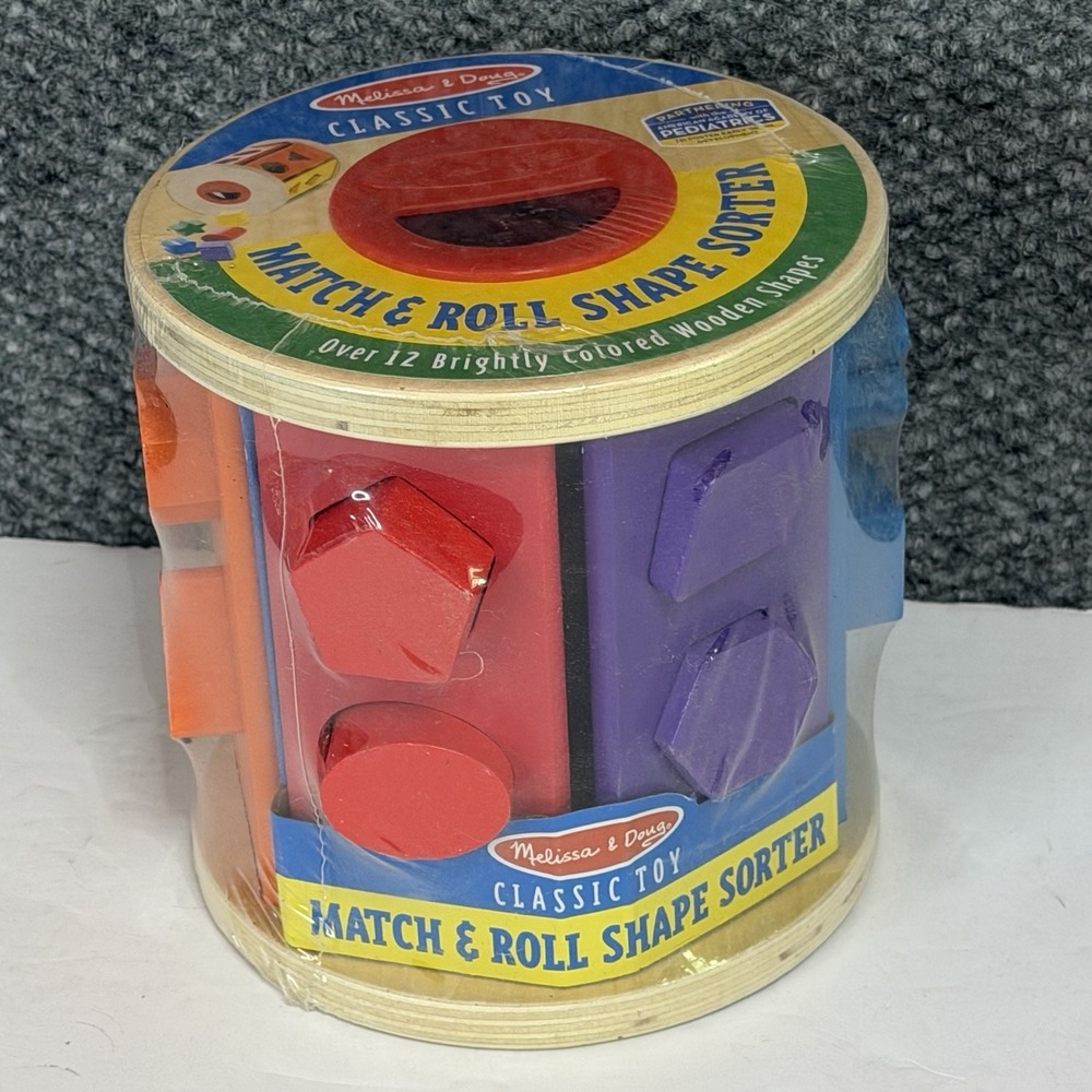 Melissa and Doug Match and Roll Shape Sorter - Classic Wooden Toy 14pc Toddler